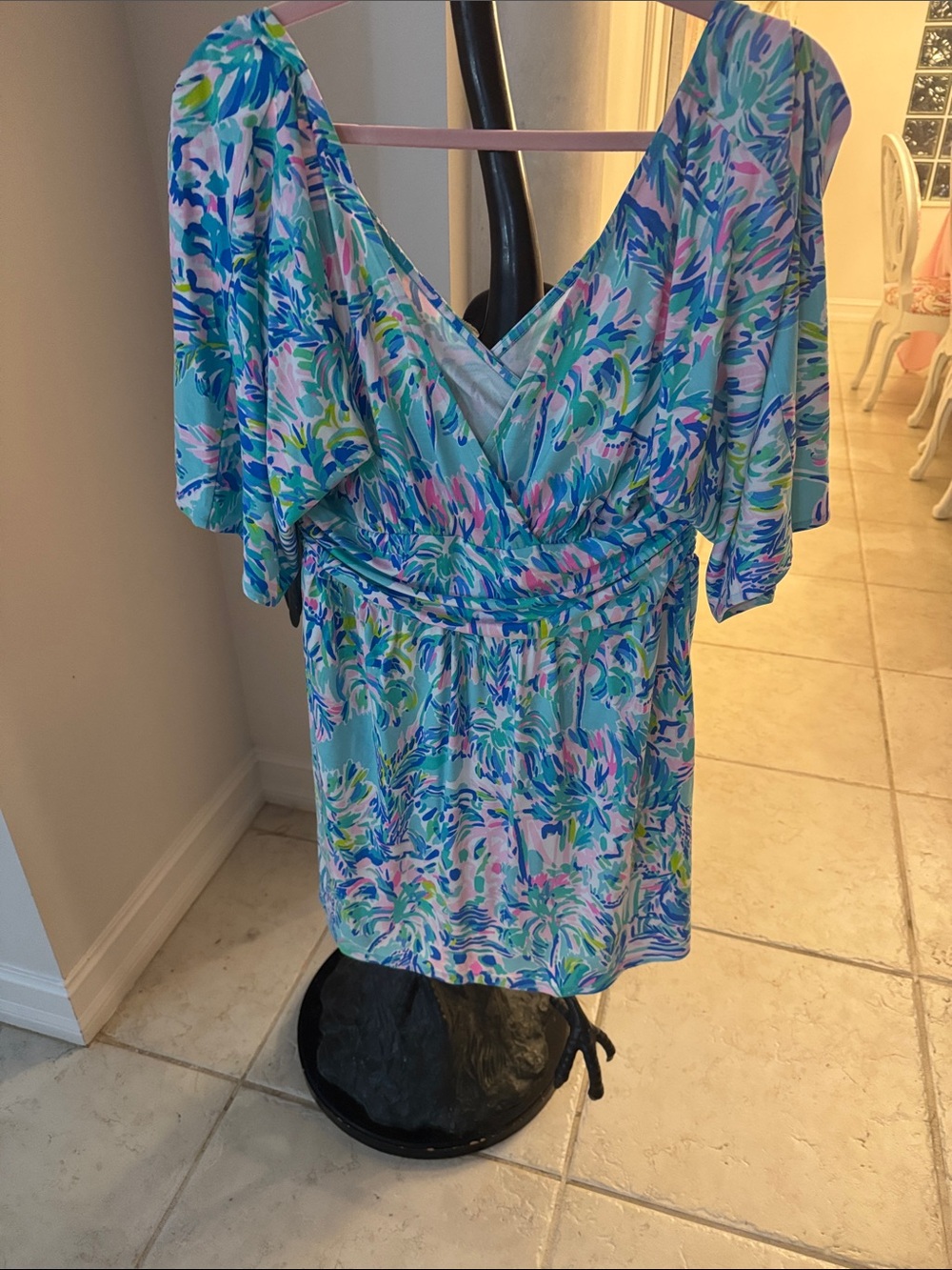 Lilly Pulitzer Light Blue Floral Print Wrap Dress